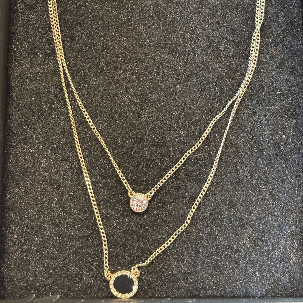 DKNY Gold Necklace  and earring with Crystal Accents